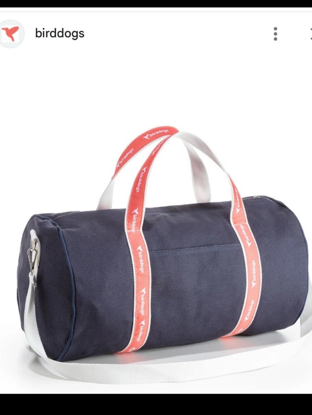 NWOT Birddogs Navy Duffel Coral-Trim Handles & White Strap Travel Weekender Gym